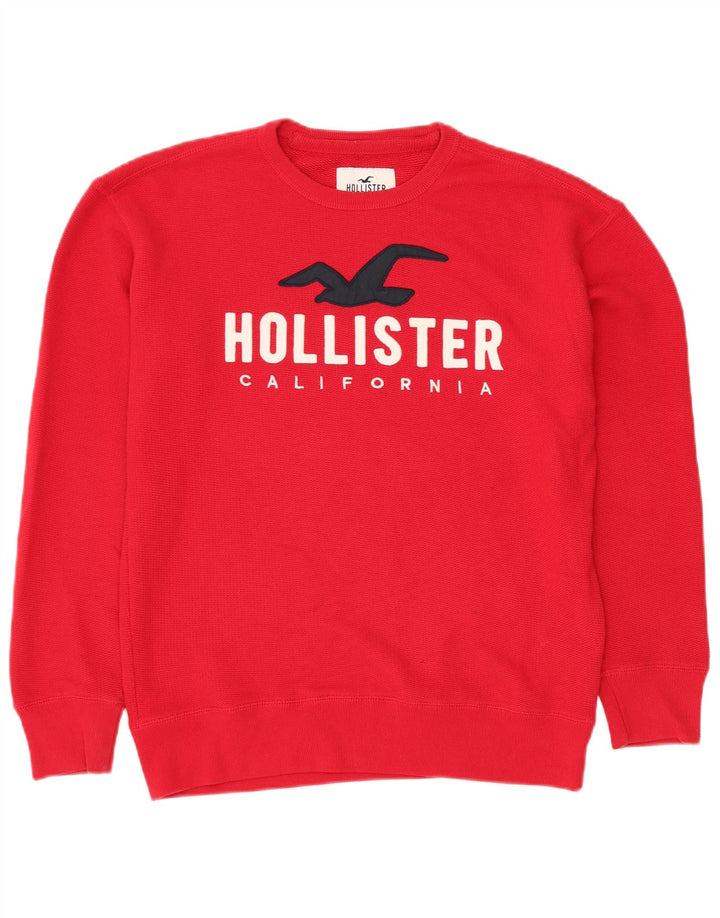 HOLLISTER moletom masculino gráfico jumper pequeno algodão vermelho