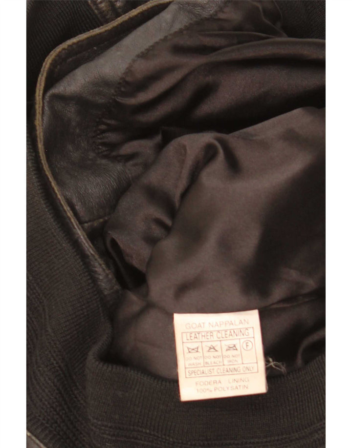Jaqueta de couro bomber masculina vintage IT 46 couro preto pequeno
