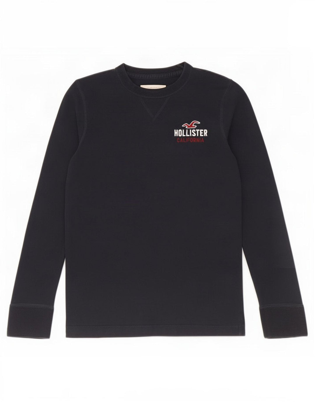Top masculino Hollister de manga comprida azul marinho médio