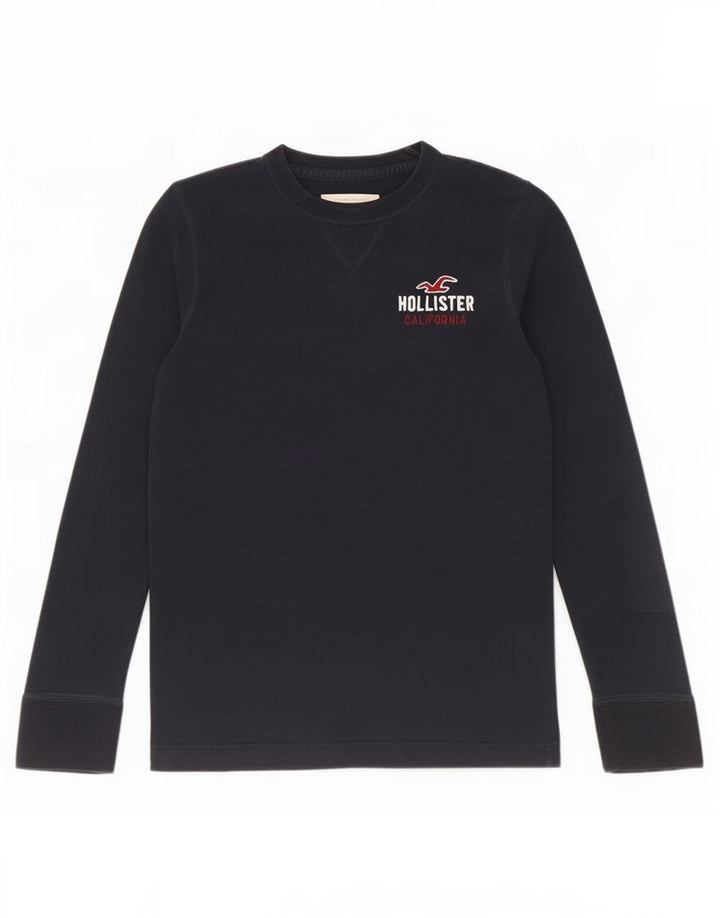 Top masculino Hollister de manga comprida azul marinho médio