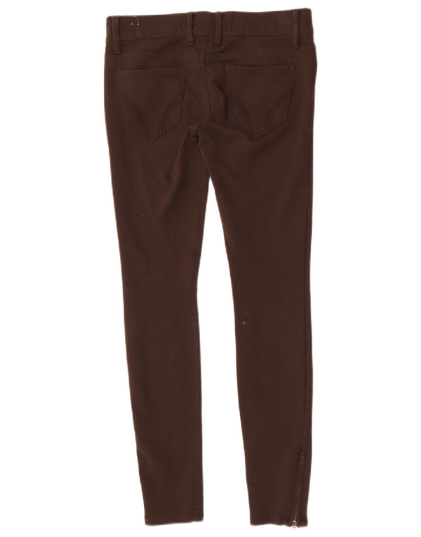 Calça feminina casual skinny de cintura baixa Hollister US 0 XS W28 L27 marrom