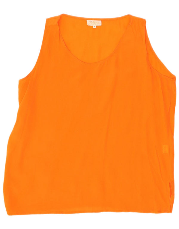 Blusa feminina sem mangas Tiffany Reino Unido 16 seda laranja grande