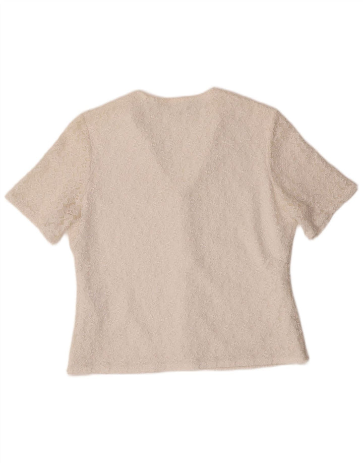 Blusa feminina vintage manga curta IT 42 médio off white poliamida