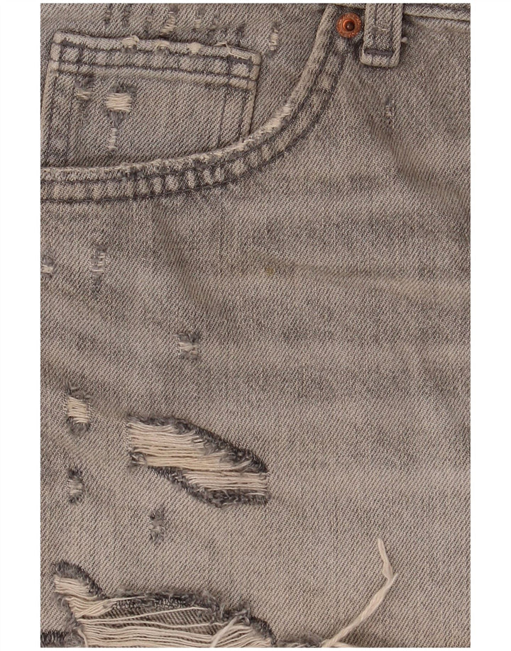 Calça feminina jeans desgastada Zara EU 40 médio W30 algodão cinza