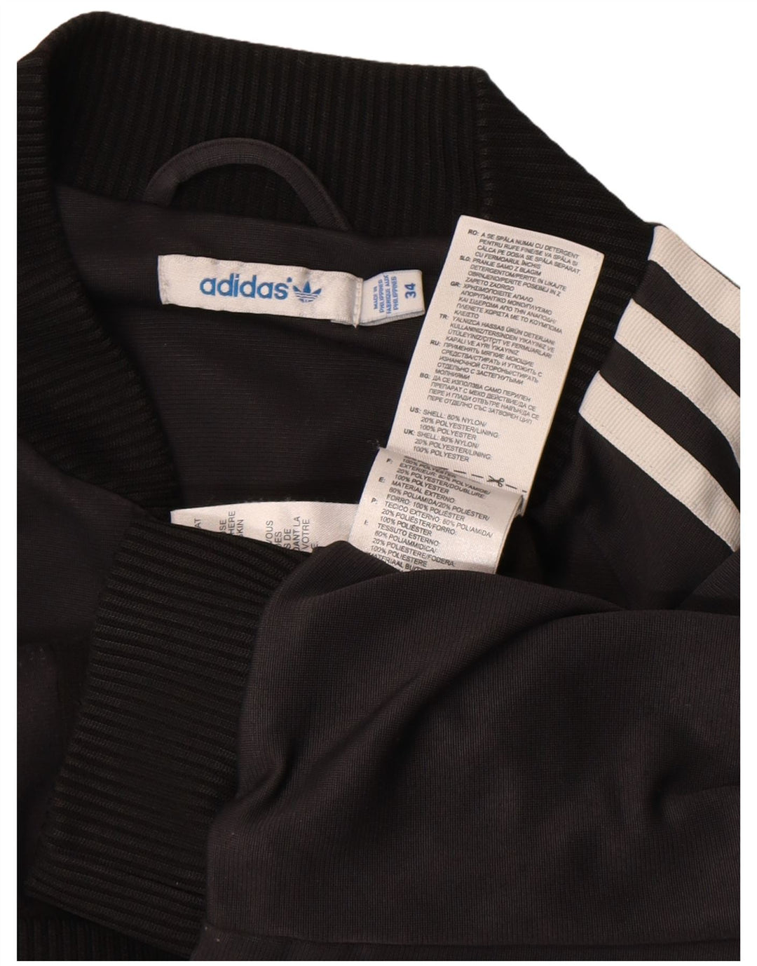 Adidas Womens Tracksuit Top Jacket EU 34 XS Preto Nylon