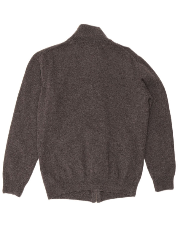 Suéter cardigã masculino Gant grande lã cinza