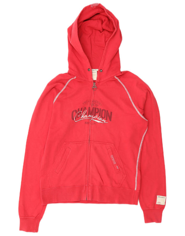 Suéter feminino Champion Heritage Fit com capuz e zíper gráfico Reino Unido 16 grande vermelho