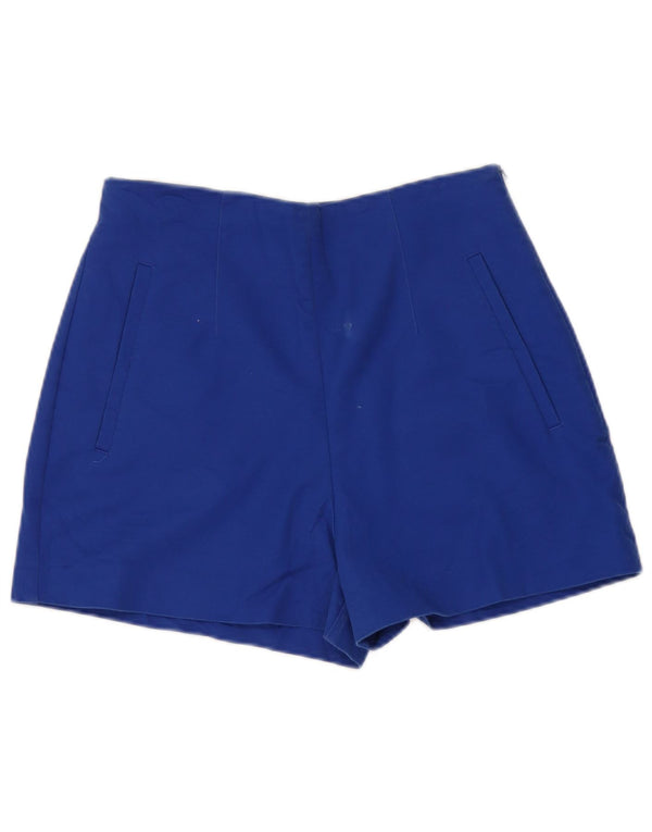 Zara Shorts feminino cintura alta casual médio W28 algodão azul