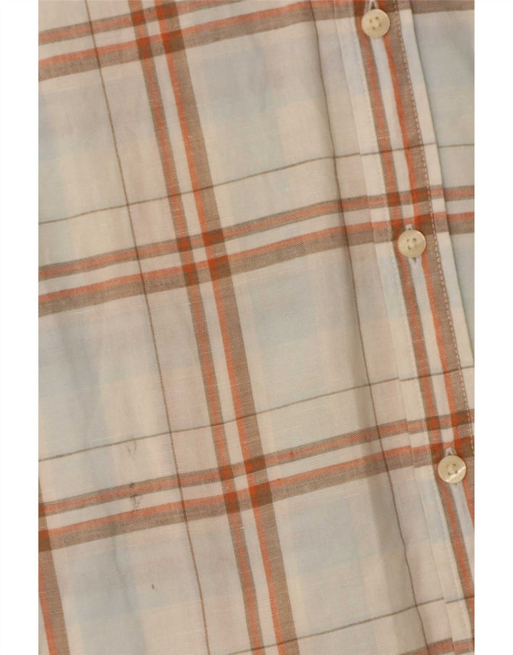 Camisa masculina de manga curta Timberland Regular Fit média branca xadrez