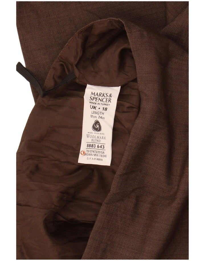 Saia lápis feminina MARKS & SPENCER UK 18 XL W32 lã marrom