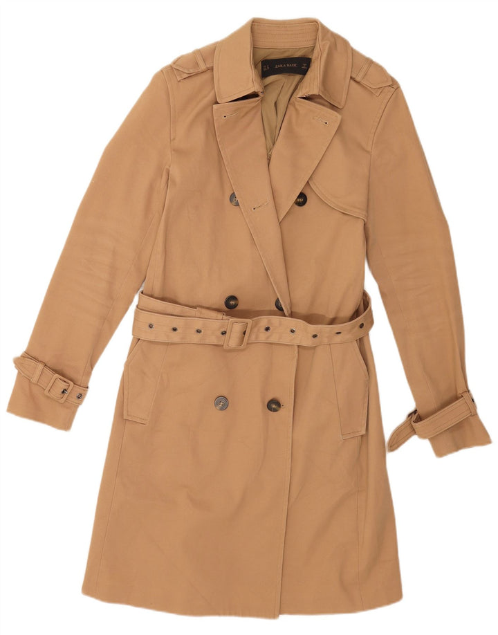 Zara Womens Trench Coat UK 14 Algodão Bege Médio