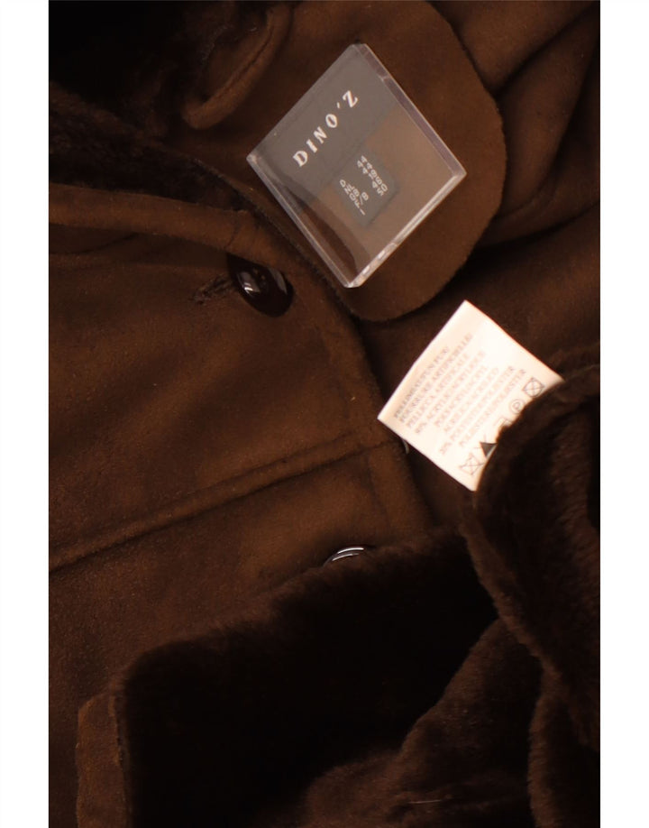 Sobretudo sherpa feminino com capuz DINO' Z UK 18 XL marrom poliéster