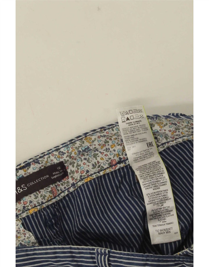 Calças cortadas femininas Marks & Spencer UK 12 médio W30 L26 azul marinho