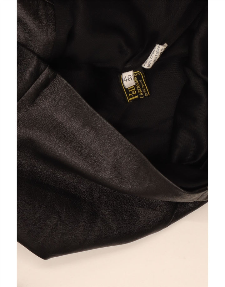 Jaqueta blazer de couro vintage feminina com 3 botões IT 48 XL couro preto
