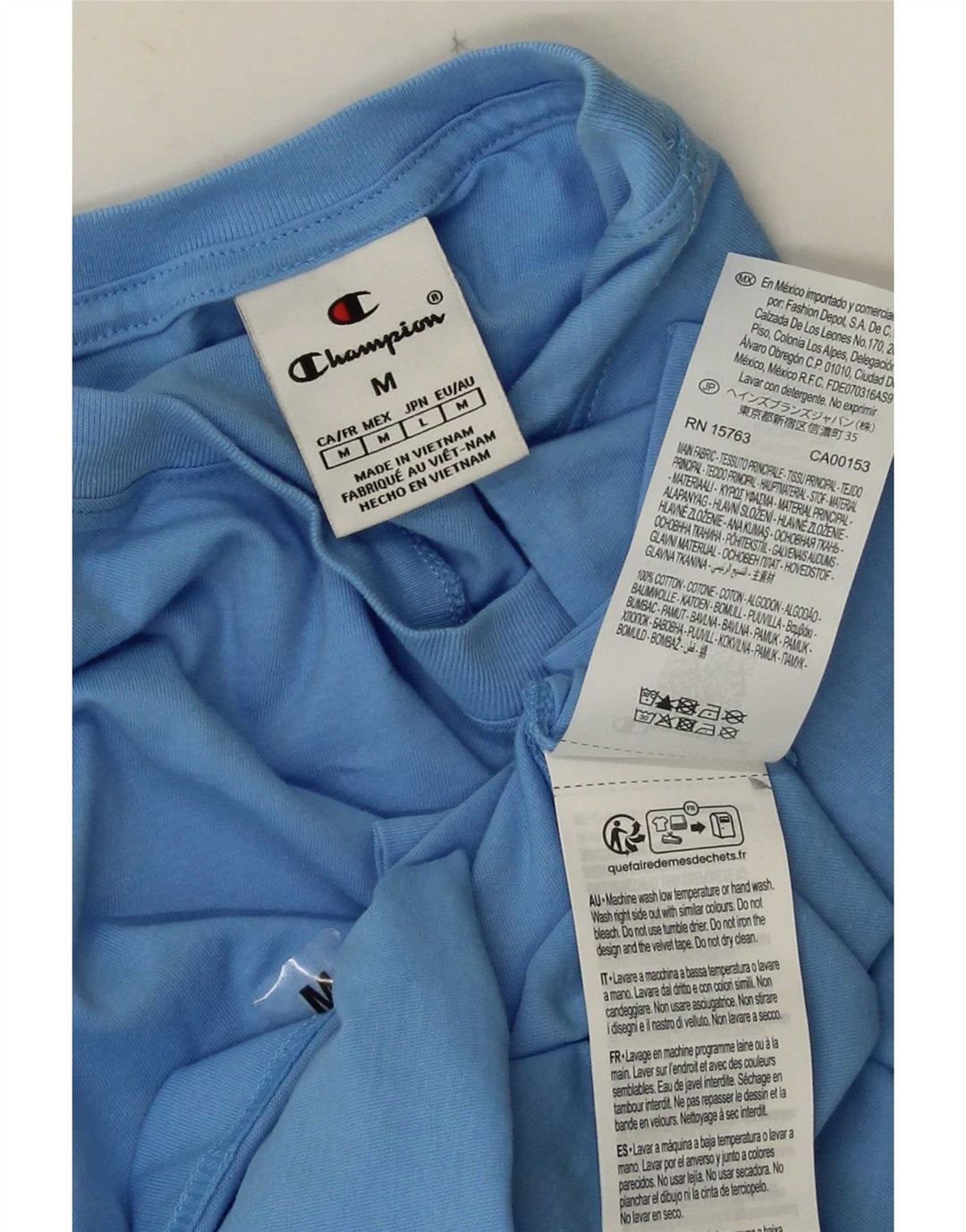 Camiseta masculina estampada Champion algodão azul médio