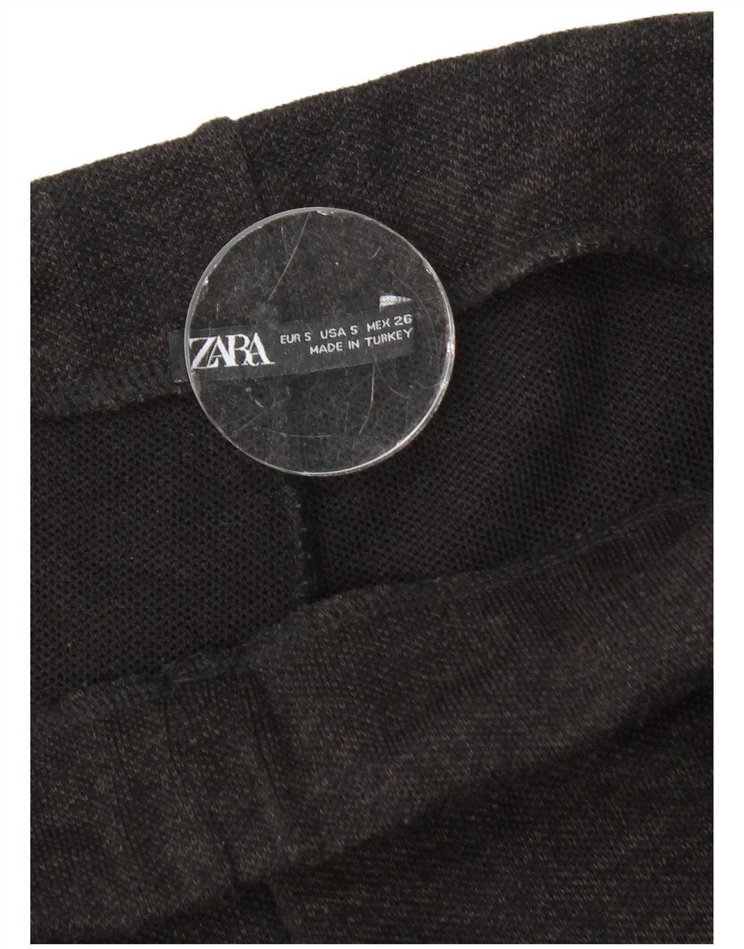 Zara Calça feminina casual de perna larga pequena W26 L30 poliéster preto