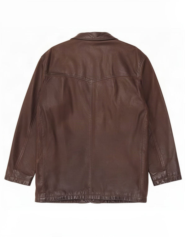 Jaqueta de couro masculina vintage UK 44 2XL marrom