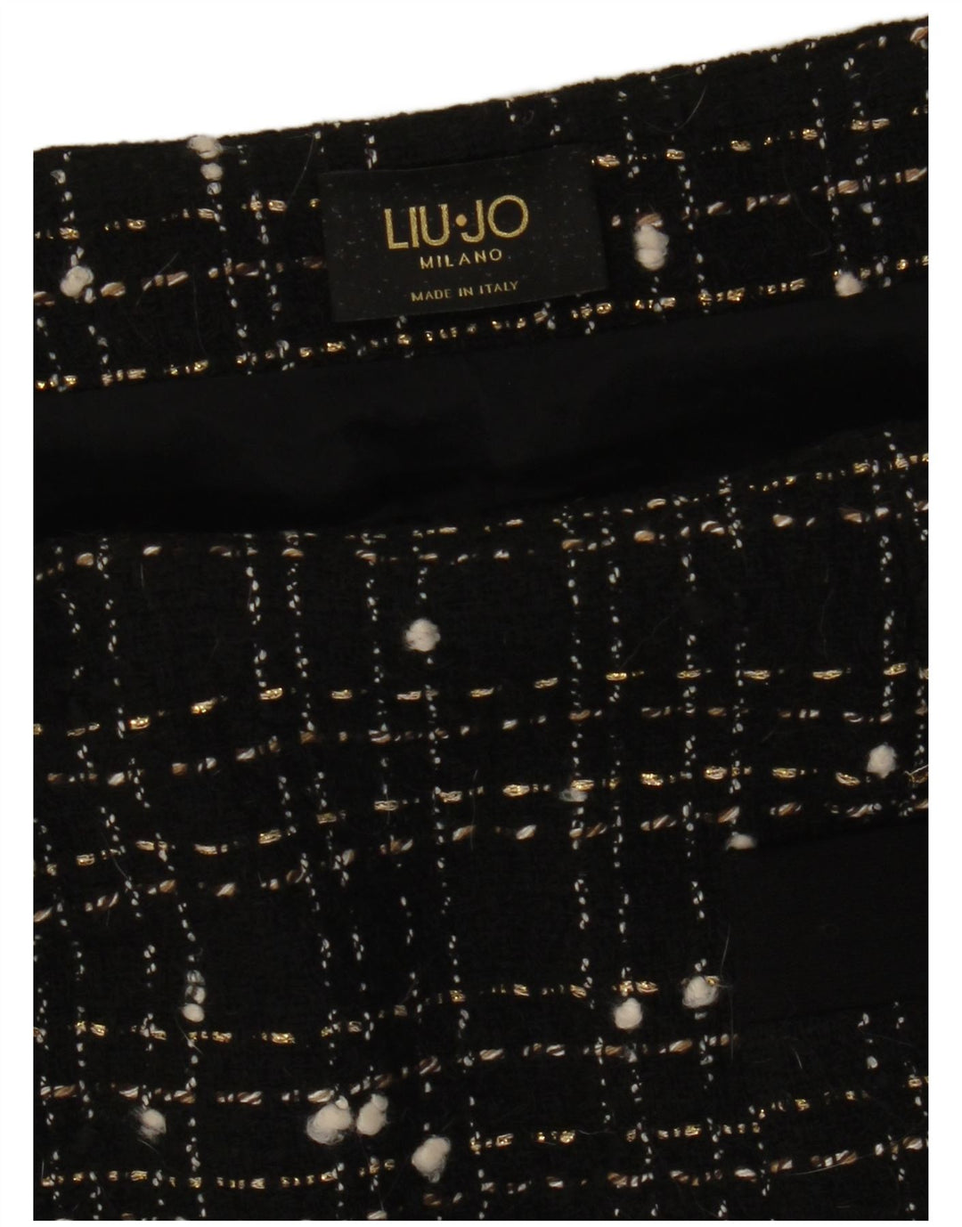 Liu Jo Saia reta feminina W28 xadrez preto médio