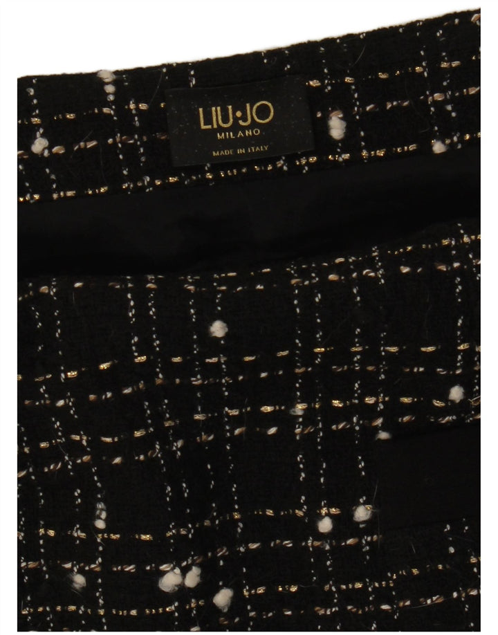 Liu Jo Saia reta feminina W28 xadrez preto médio
