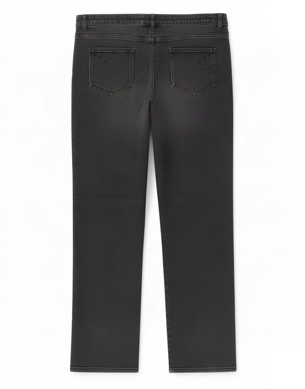 Calça jeans reta feminina Marks & Spencer UK 16 grande W34 L26 preta