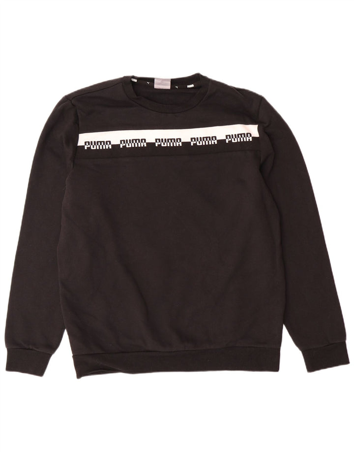 PUMA moletom gráfico masculino jumper médio preto colorblock algodão