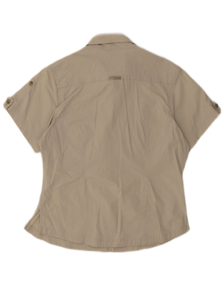 Camisa feminina de manga curta Columbia UK 14 algodão bege médio