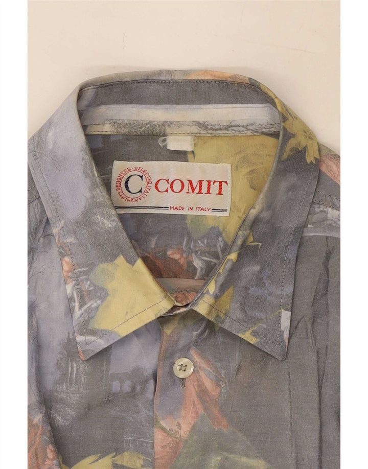 Camisa masculina Comint cinza médio floral
