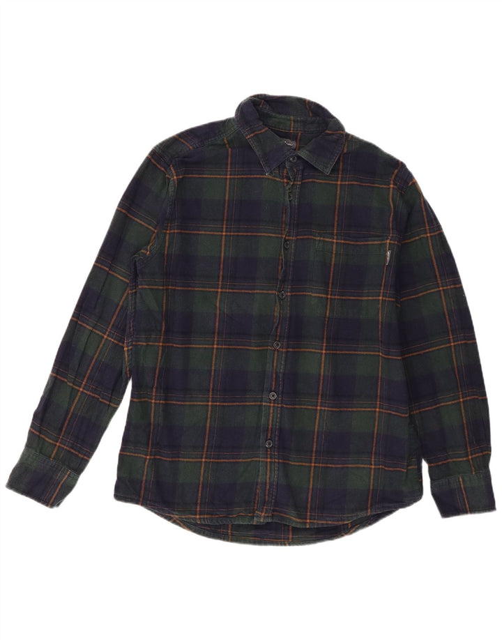 Camisa masculina de flanela Eddie Bauer de algodão xadrez médio azul marinho