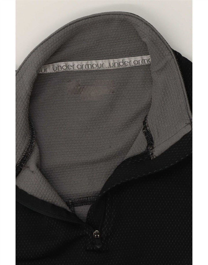 Under Armour Mens Zip Neck Pulôver Treino Top Pequeno Preto