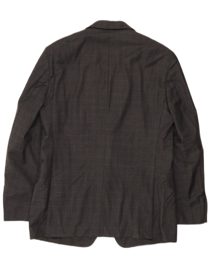 Jaqueta blazer masculina Tommy Hilfiger com 2 botões Reino Unido 40 grande lã xadrez cinza