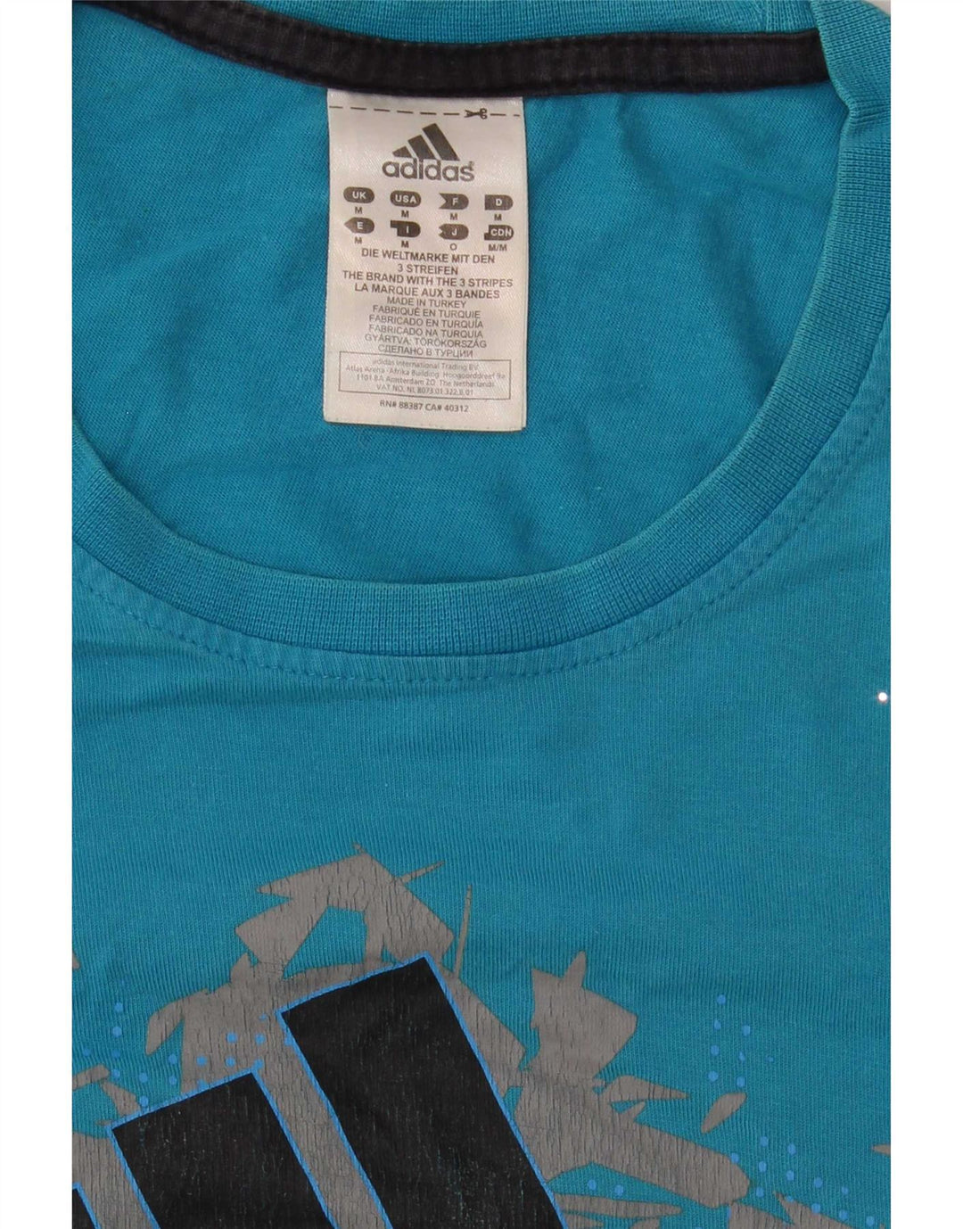 Adidas Mens Graphic T-Shirt Top Médio Algodão Azul