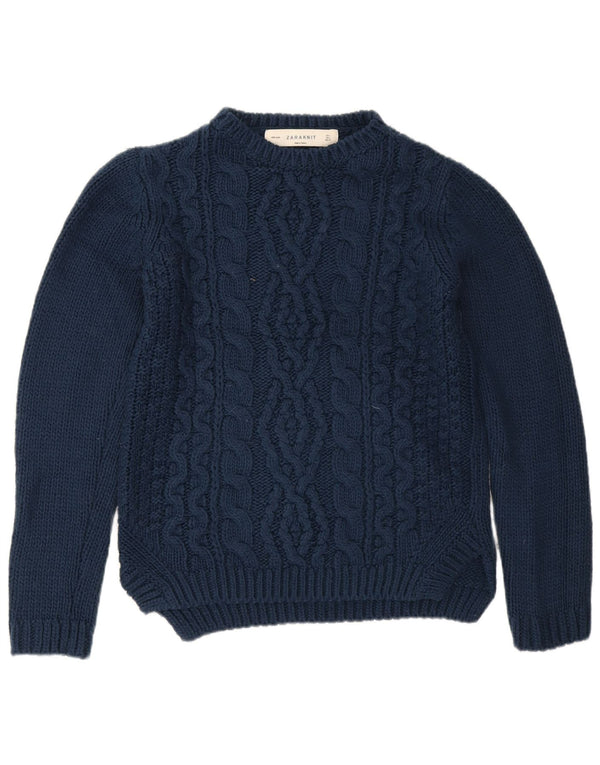 Suéter feminino Zara com gola canoa Reino Unido 16 grande azul marinho