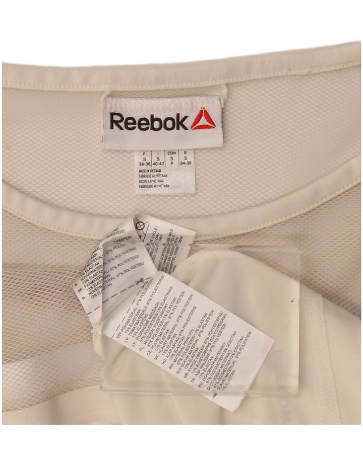 Reebok Womens Crop T-Shirt Top UK 10 Pequeno Poliéster Branco