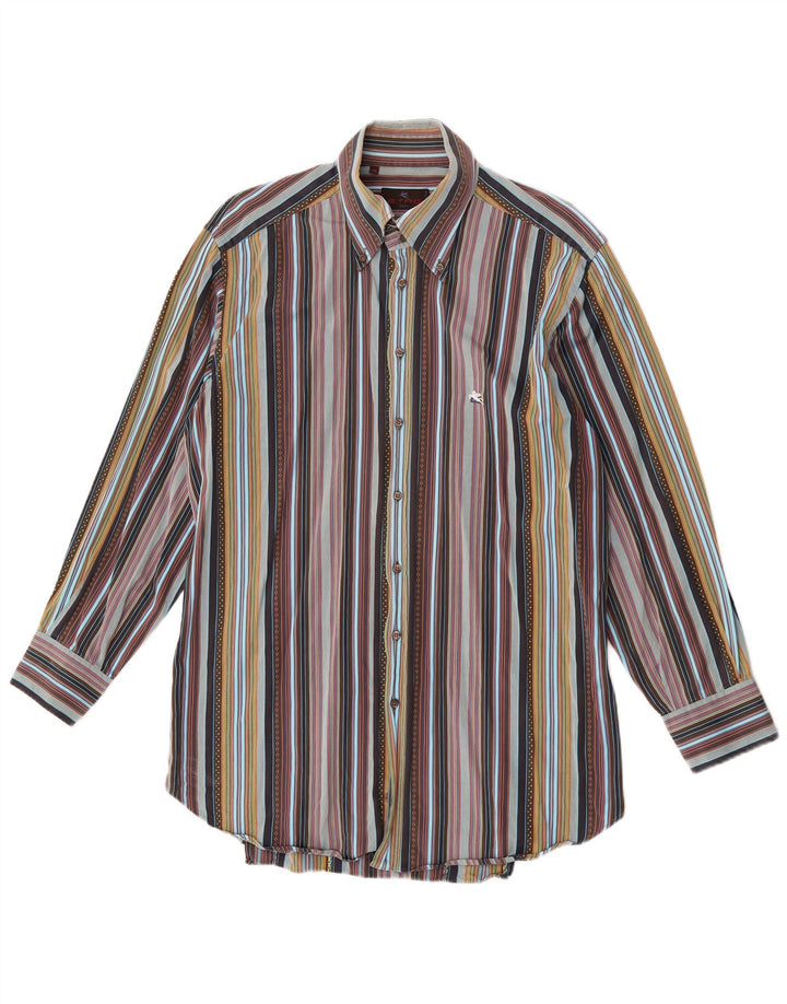 Camisa masculina Etro tamanho 43 grande listrada multicolorida