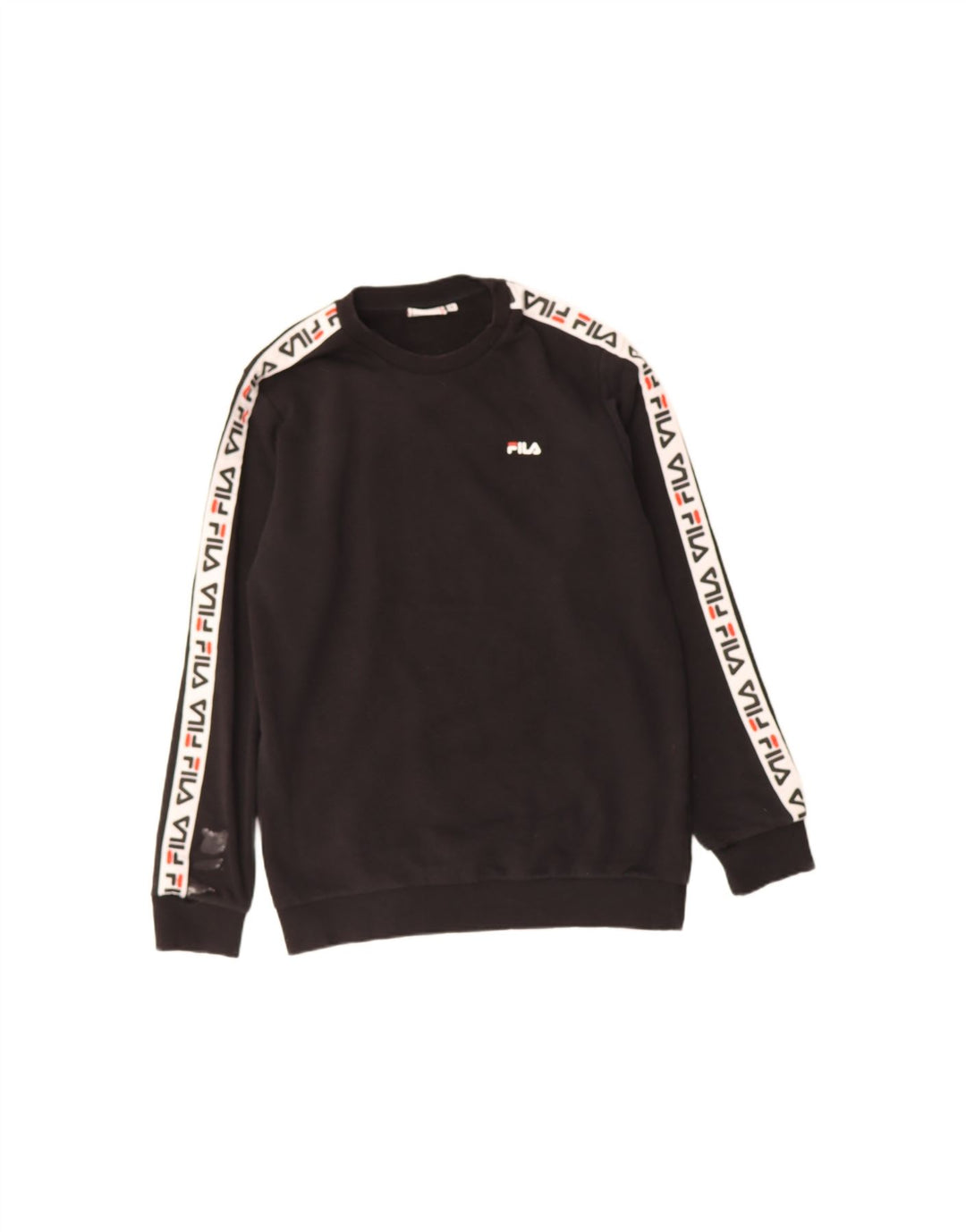FILA Mens Graphic Moletom Jumper Pequeno Algodão Preto