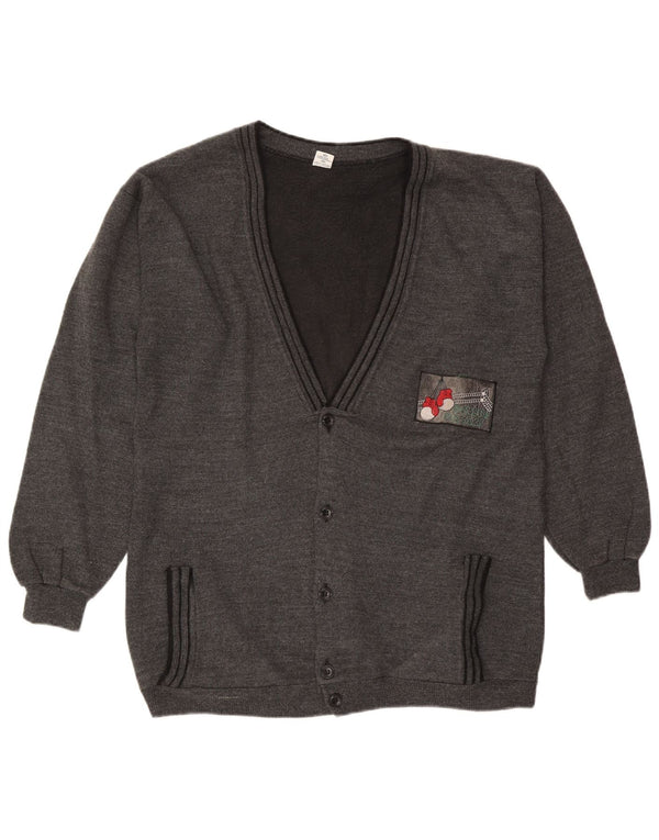 Suéter Cardigan Masculino Vintage XL Algodão Cinza