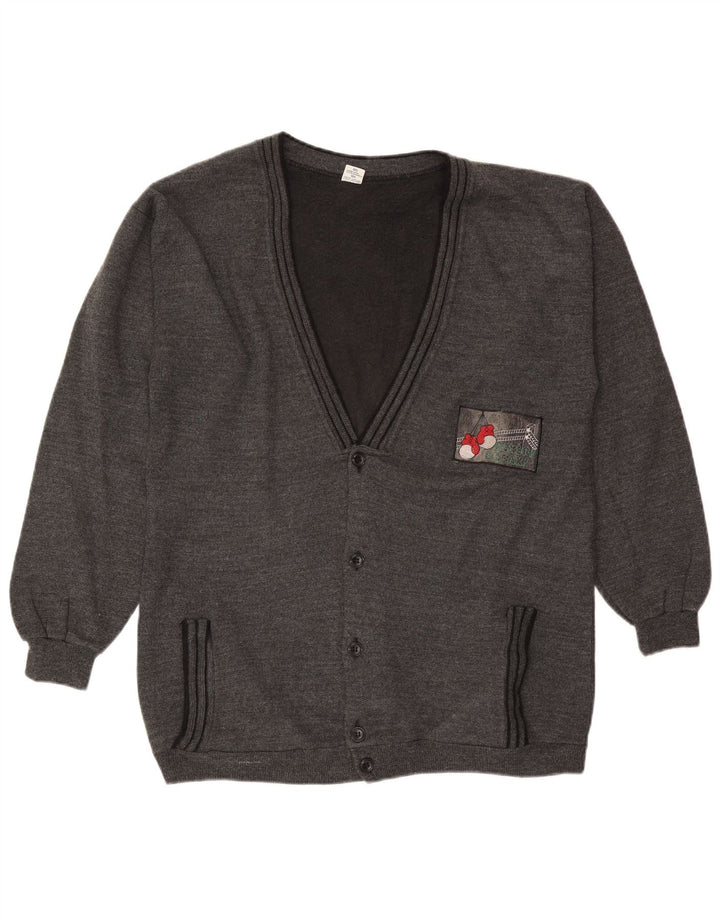 Suéter Cardigan Masculino Vintage XL Algodão Cinza