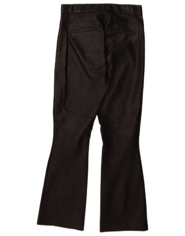 Zara Calça feminina flare de couro sintético pequena W26 L28 preta