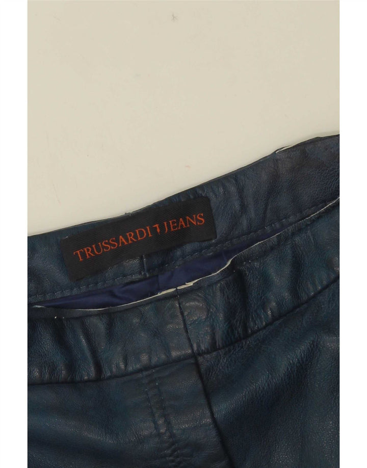 Shorts feminino de couro Trussardi W30 médio azul marinho