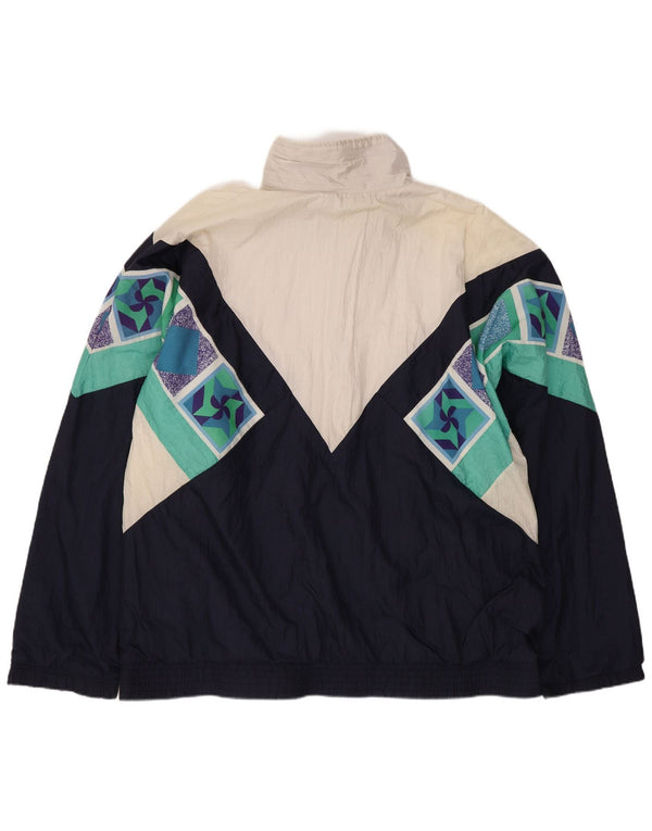 Sergio Tacchini Mens Treino Top Jacket IT 52 Grande Azul Marinho Geométrico