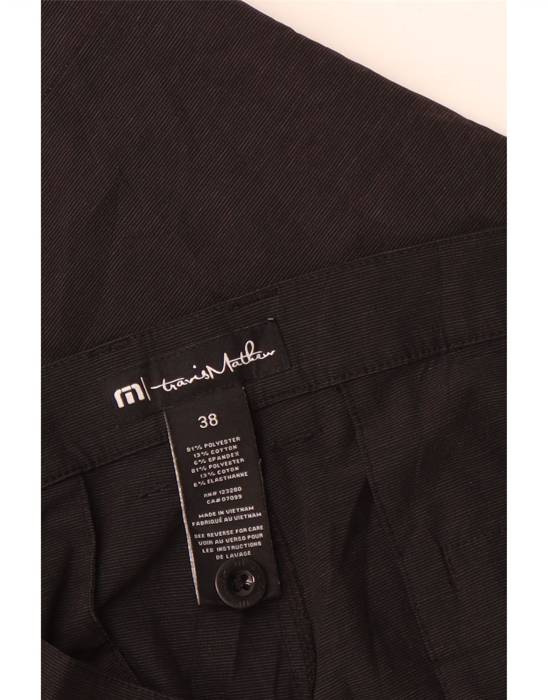 Travis Mathew Mens Chino Shorts W38 XL Preto Risca de Giz Poliéster