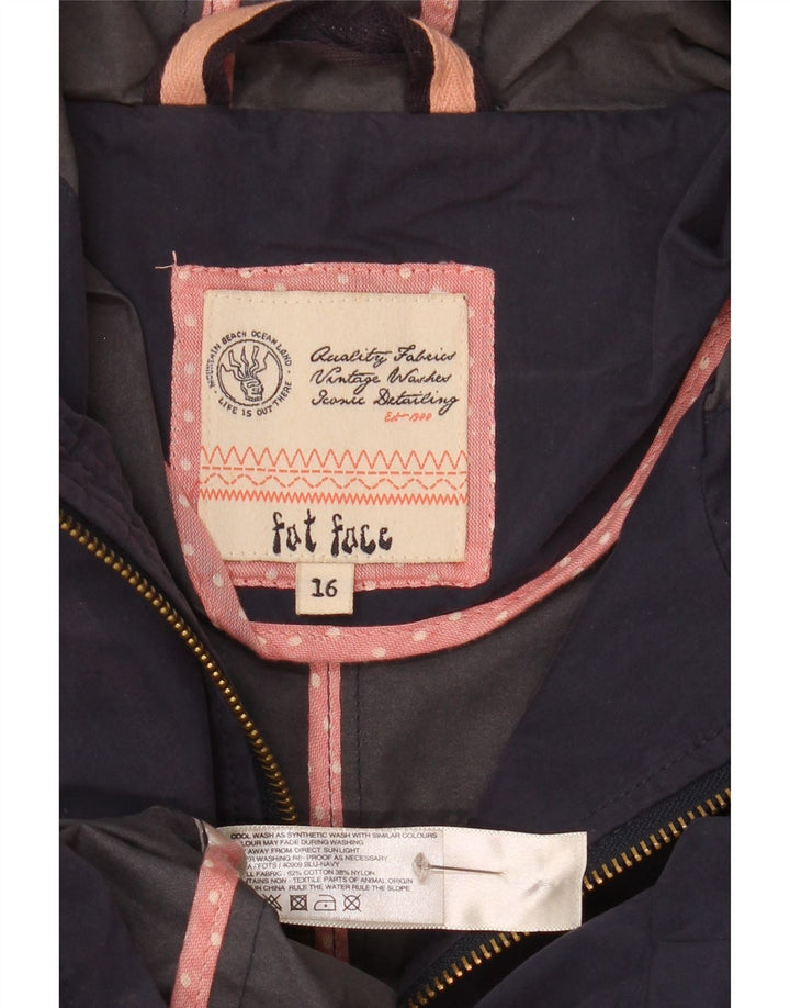 Jaqueta Duffle com capuz feminina Fat Face Reino Unido 16 grande algodão azul marinho