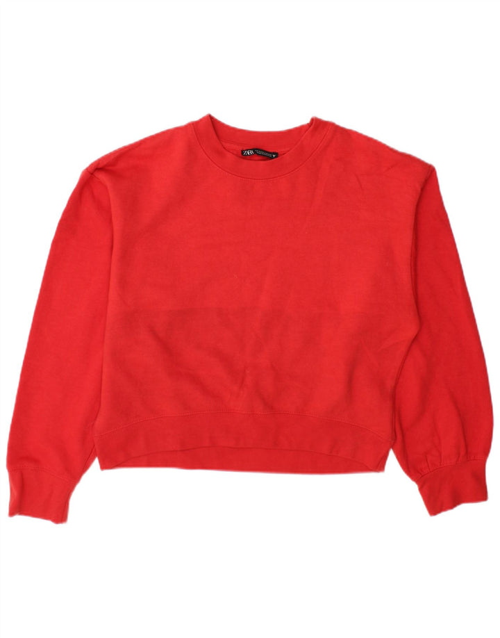 Zara Womens Oversized Sweatshirt Jumper UK 10 Pequeno Poliéster Vermelho