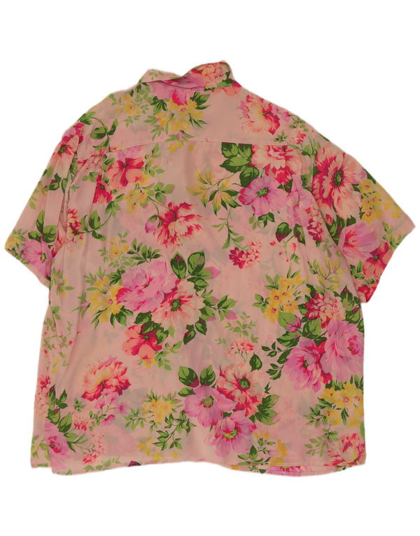 Blusa feminina de manga curta Alberto Aspesi Reino Unido 14 grande rosa floral