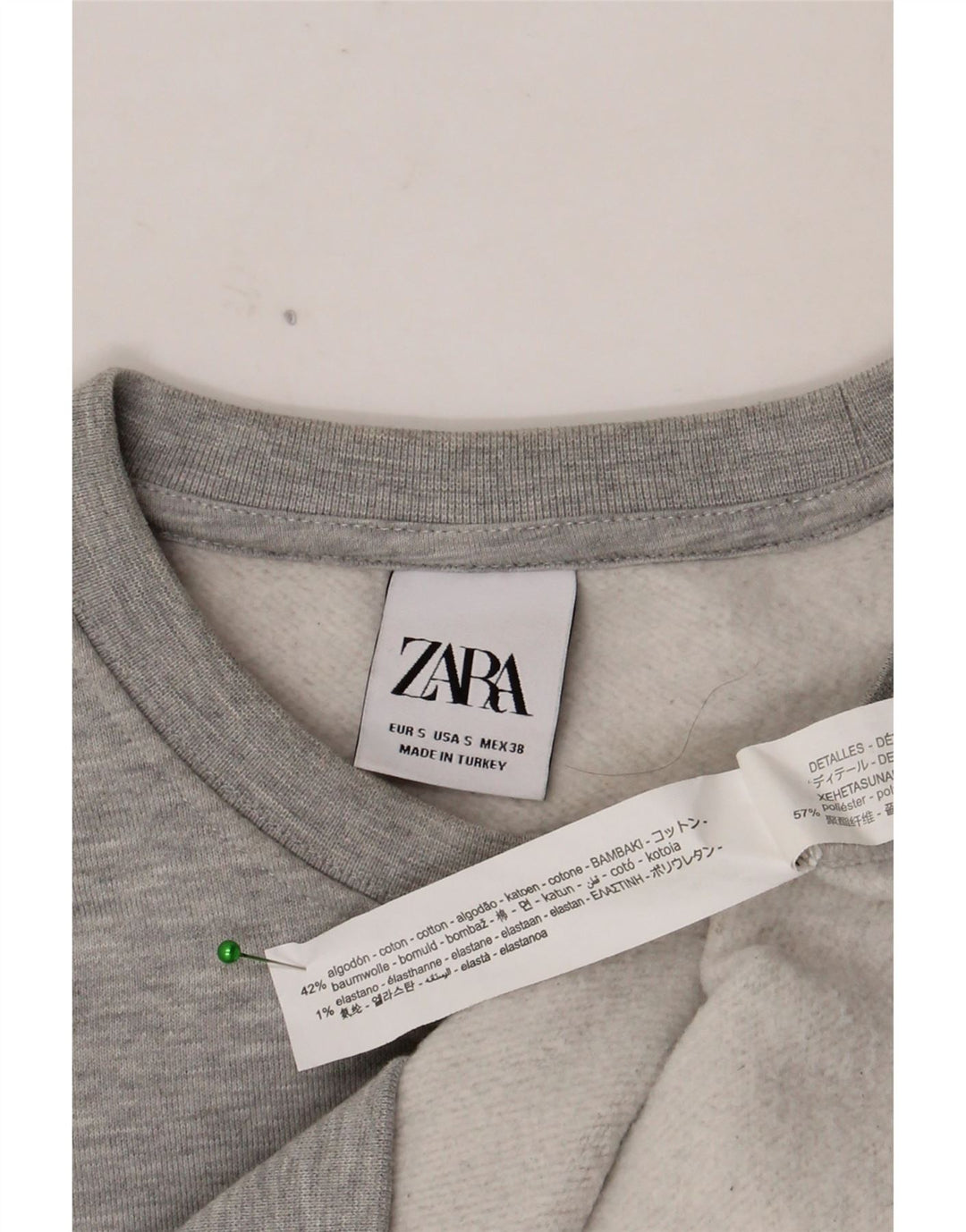 Zara moletom masculino jumper pequeno algodão manchado cinza