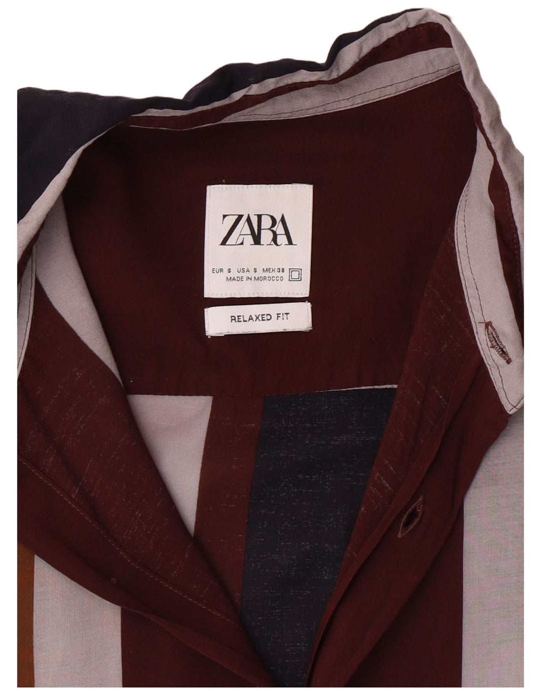 Camisa masculina ZARA com ajuste relaxado pequena listrada multicolorida
