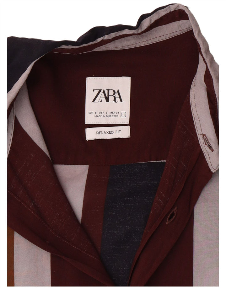 Camisa masculina ZARA com ajuste relaxado pequena listrada multicolorida