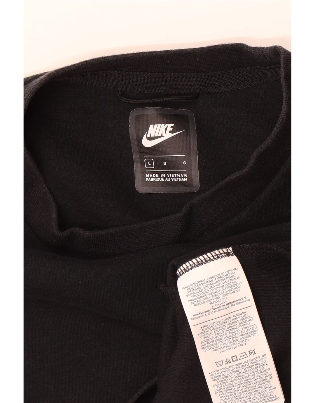 Top masculino NIKE manga comprida grande algodão preto