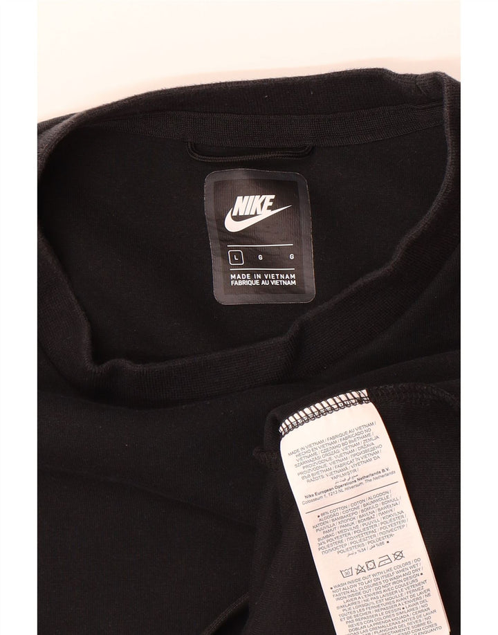 Top masculino NIKE manga comprida grande algodão preto