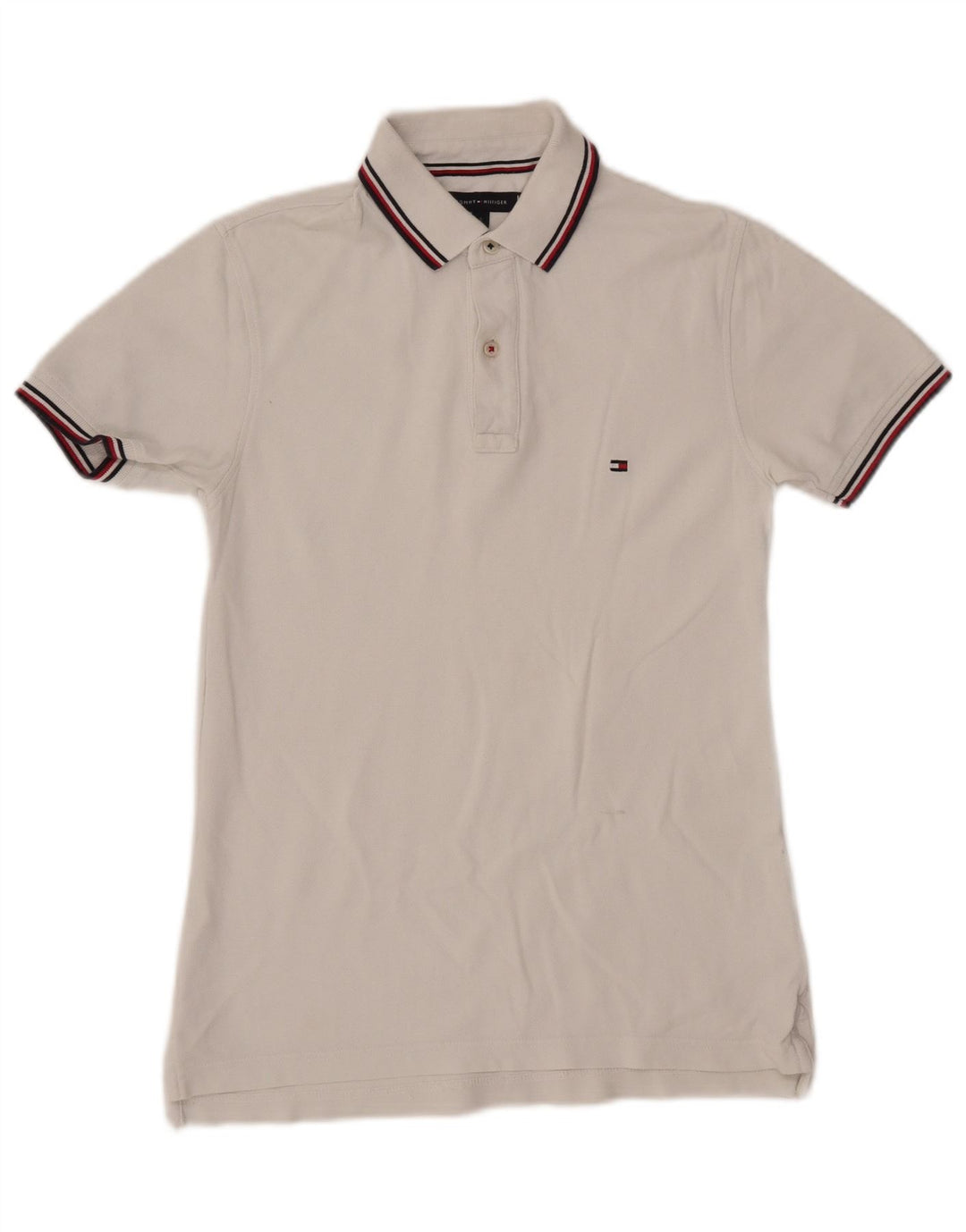 Camisa polo masculina TOMMY HILFIGER Slim Fit pequena branca